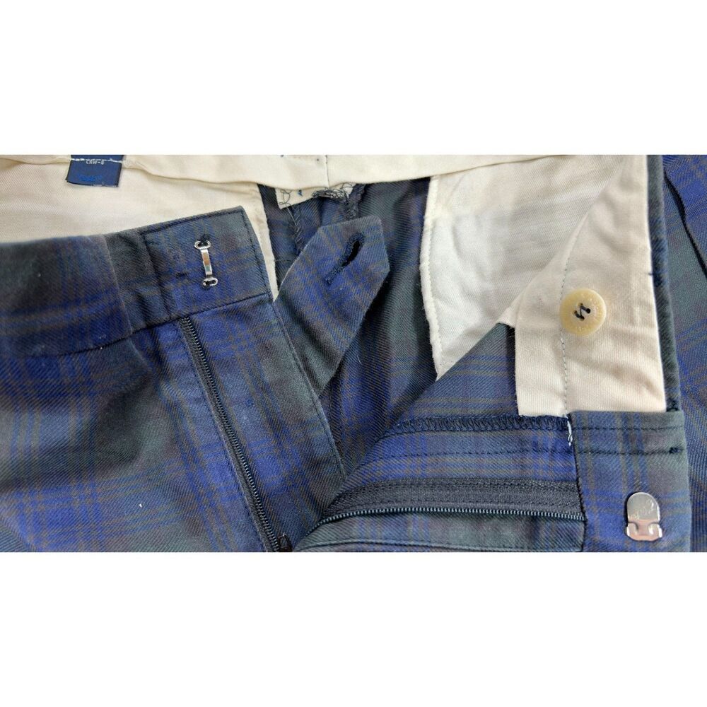 VTG Polo Ralph Lauren Blackwatch Plaid Cinch Waist Pleated Pants Men's 30x30 - Picture 10 of 14
